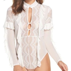 For love & lemons Eva lace ruffle bodysuit